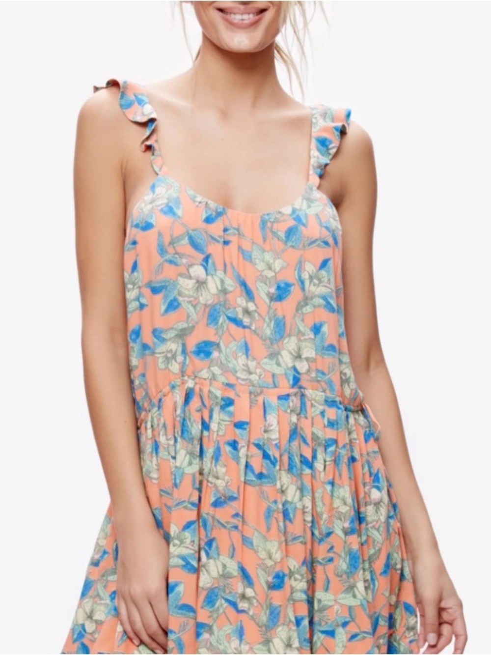 NWT Free People Dear You Floral Ruffle Mini Dress Size L